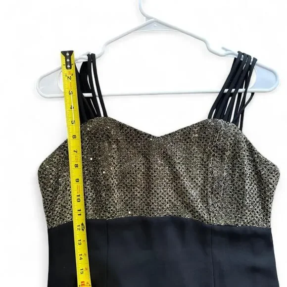 Insane stunning Vintage American Full Length Gown With Gold Sparkly Bodice - Picture 6 of 8